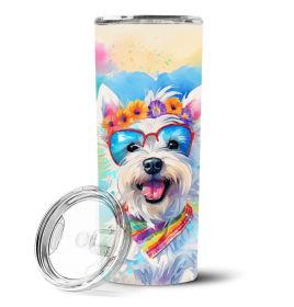 Westie Hippie Dawg Stainless Steel Skinny Tumbler Vacuum Double Walled Reusable Insulated Tumbler Travel Cup for Coffee Cocktails Gift with Lid,