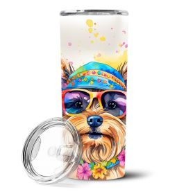 Yorkshire Terrier Hippie Dawg Stainless Steel Skinny Tumbler Vacuum Double Walled Reusable Insulated Tumbler Travel Cup for Coffee Cocktails Gift
