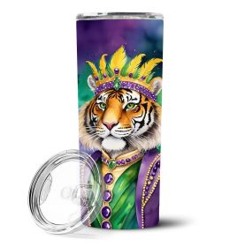 Tiger the King of Mardi Gras Stainless Steel Skinny Tumbler Vacuum Double Walled Reusable Insulated Tumbler Travel Cup for Coffee Cocktails Gift