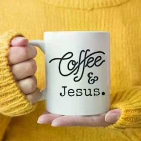 coffee Jesus | Charming White 11oz Ceramic Mug. Boasts a classic look. Measures 14x11x10. Crafted from durable