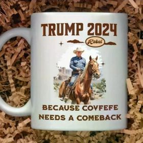 1pc Western Cowboy Trump 2024 Coffee Mug - 11oz Ceramic, Insulated, Hand Wash Only, Funny Donald Trump