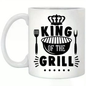 1pc "King of the Grill" Ceramic Coffee Mug - Insulated, Reusable, Hand-Wash Only - Ideal Gift for Dad, Grandpa,